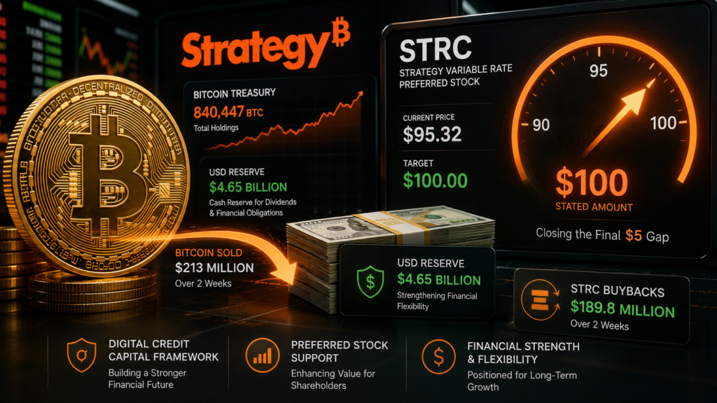 Strategy sells $213 million in Bitcoin as STRC fights its way back toward $100